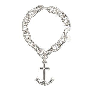 Sterling Silver Nautical Anchor Link Bracelet